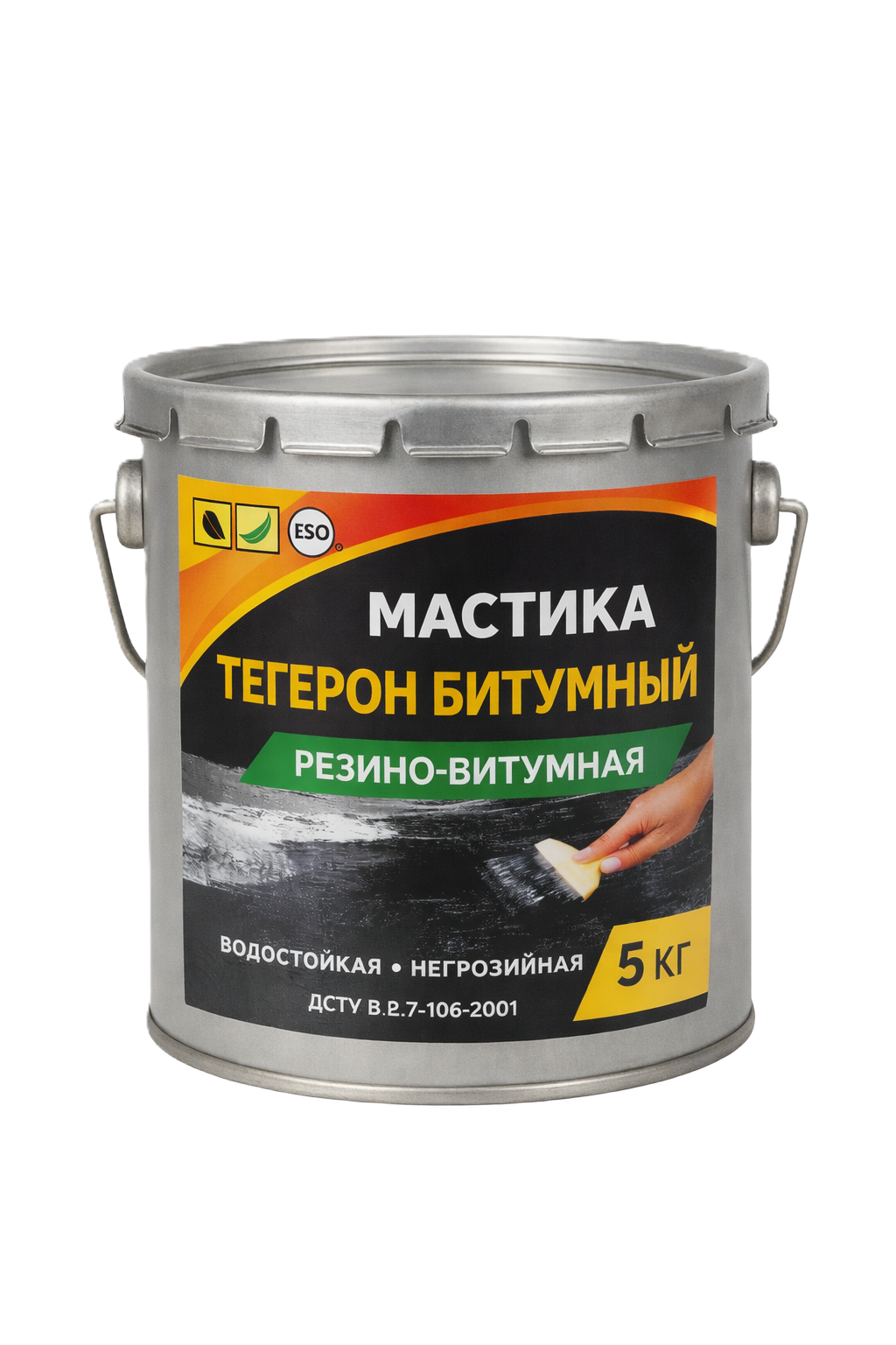 Тегерон Битумный ЭКОБИТ ведро 5,0 кг мастика резино-битумная ДСТУ Б В.2.7-108-2001 ( ГОСТ 30693-2000) 